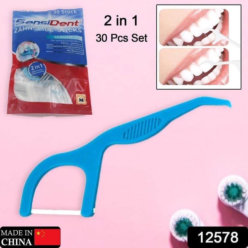 2 In 1 Tooth Picks Flosses, Portable Toothpicks, Resealable Oral Care Dental Flosser, Easy Storage Dental Pick for Fresh Breath and Healthy (30 Pcs Set) (Mix Color) view 2