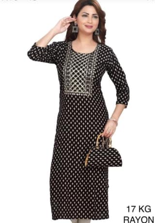 Women's Rayon Black Kurti