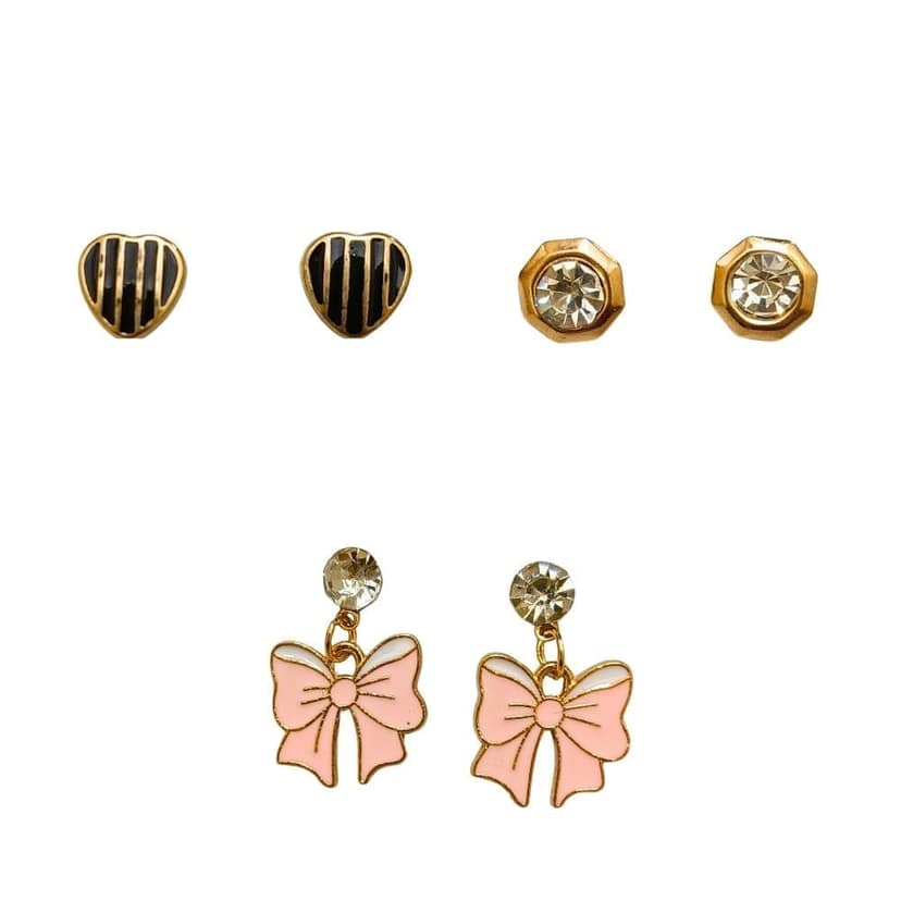 Jewelryklub Gold Plated Jewelry Set Combo Of 1 Pendant Chain Necklace + 3 Pairs Stud Earrings For Women and Girls (Design A) view 2