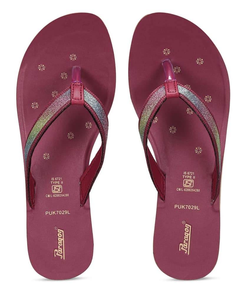 Paragon Women's Slip On Flat Maroon Sandals | Durable Dailywear Sandals view 2