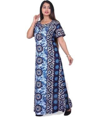 Favnic Cotton Nighty & Night Gowns - Blue