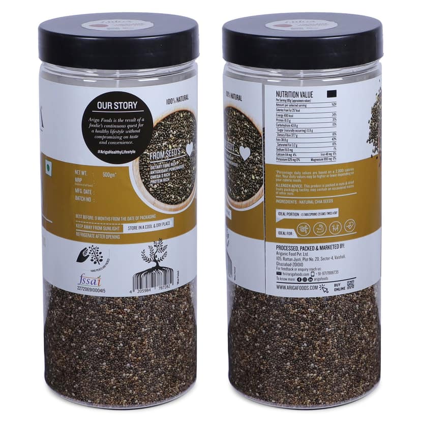 Ariga Foods Premium Raw Chia Seeds | Assorted Seeds & Nuts (500 g) view 2