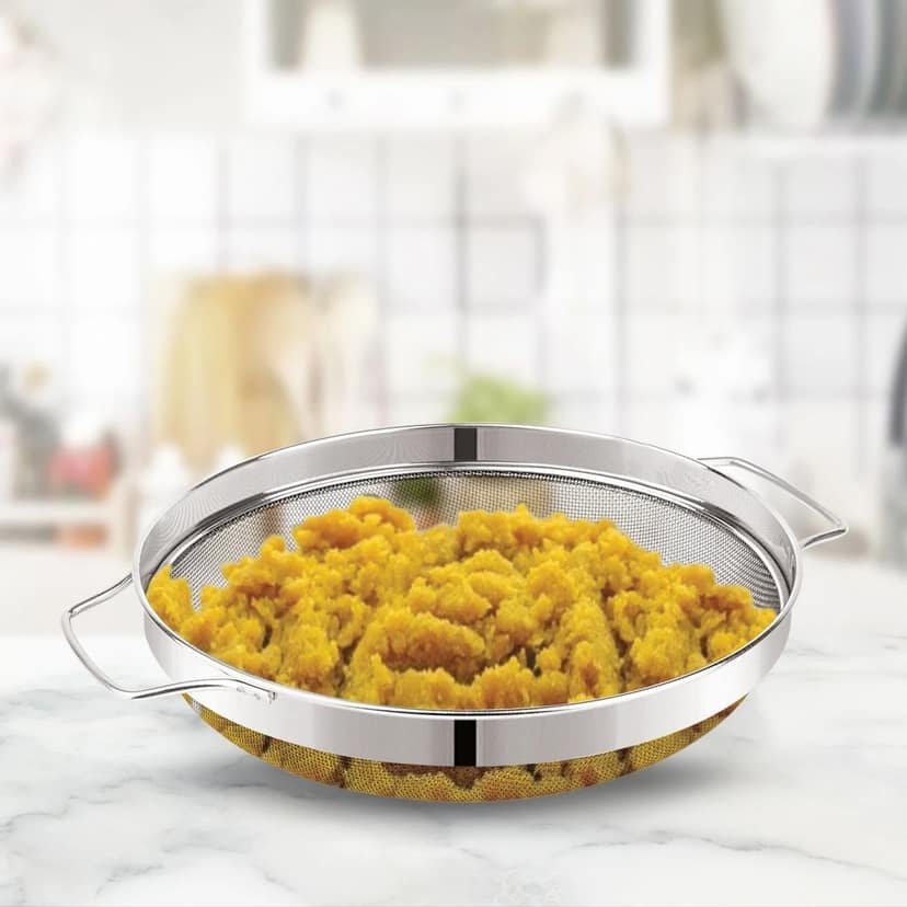 Heavy Duty Stainless Steel Multipurpose Puran Jali Chalni Mesh Strainer for Washing Rice, Fruits, Vegetables and Grains view 2