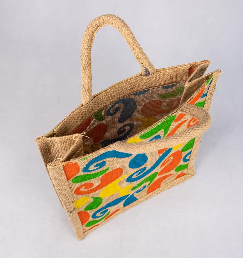Jute bag Nature-Inspired Printed Jute Tote Bag. view 2