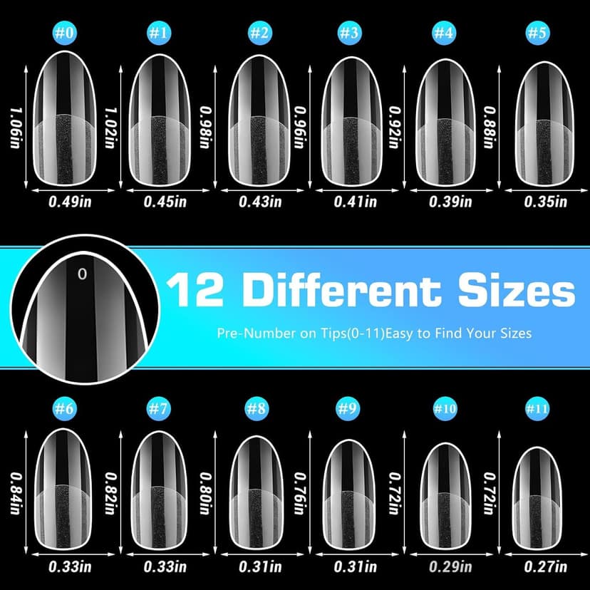 THR3E STROKES Soft Gel NailTips, Full Cover Clear Soft Nail Tips for Artificial FalseNails Extension Nail Salons DIY NailArt with Box, 550PCS (MEDIUM OVAL P11) THR3E STROKES Soft Gel NailTips, Full Cover Clear Soft Nail Tips for Artificial FalseNails Ext view 2