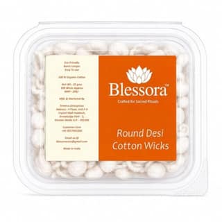 Desi Round Cotton Wicks Diya Batti - White Phool Rui for Pooja | Long Lasting Aarti Use | Temple Daily Worship (Pack of 300 Pcs)