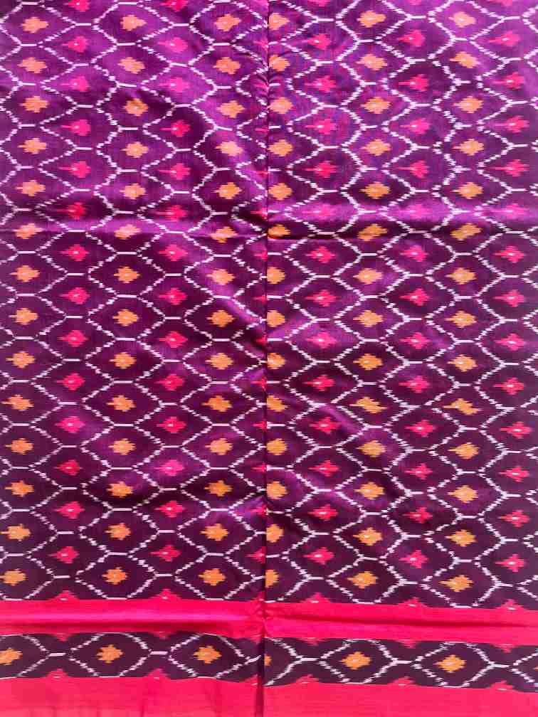 Pochampally Ikkat Mercerised Cotton Saree in Violet with Diamond Patterns