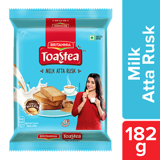 Britannia Toastea Milk/Doodh Rusk, Crunchy, Zero Trans Fat, Ready To Eat, 182 G