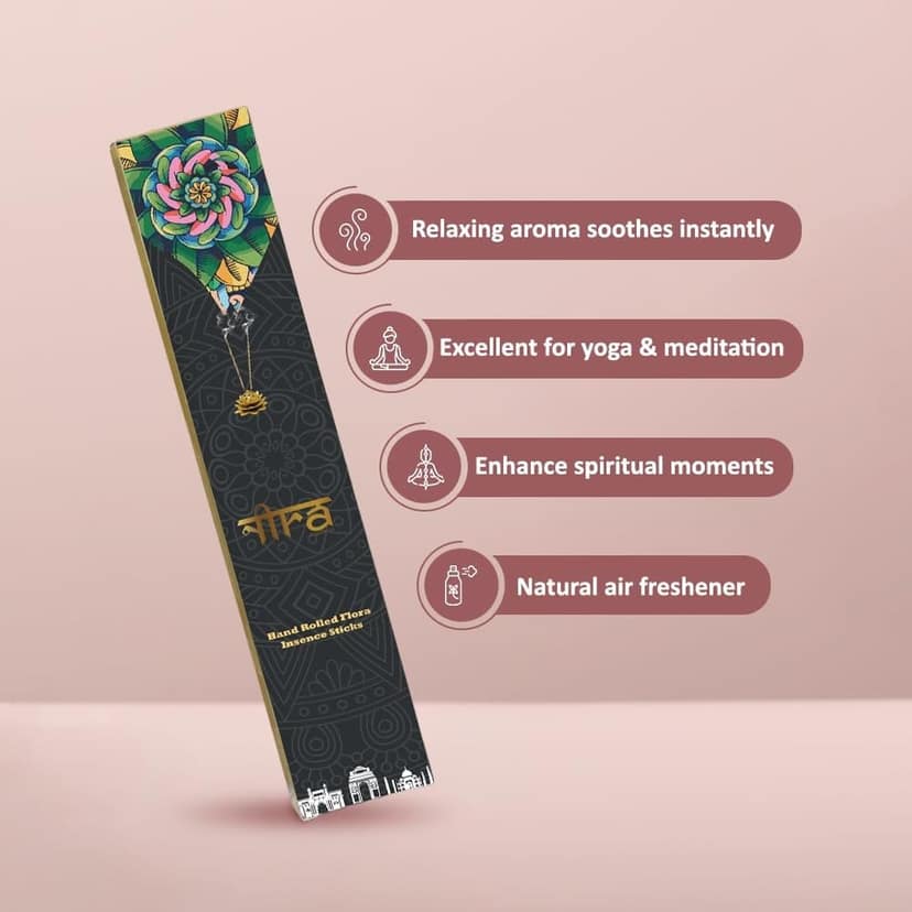 Nira Fragrances Holistic Vedic Combo | 80 Rose & Kesar Chandan Incense Sticks | 50 Chandan Dhoop Cones | 40 Lavender Dhoop Sticks | 12 Gugal Sambrani Cups | 250 Gm Vedic Havan Samagri | 100% Organic view 2