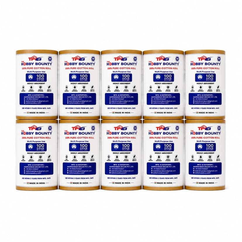 THB Pure Cotton Roll (100gm) for Baby Care, Makeup Remover cotton Pads, cometic & Skincare Use, cotton Facial Cleansing Wipes for Parlor, Soft cotton for cleaning Wound's | Medical Use (Pack of 10)
