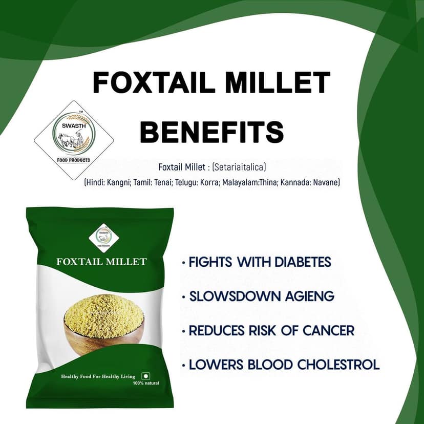 Swasth Unpolished and Natural Foxtail Millet (Other Names of Foxtail Millet - Navane, Kangni, Kakum, Rala Thinai, Korra, Navane, Thina Kang, Rala, Kang, Kaon Kanghu, Kangam, Kora) view 2