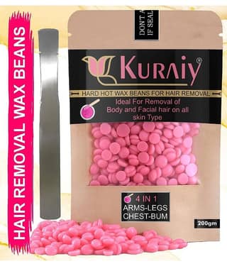 KURAIY Hair Removal Hot Hard Body Wax Beans (200Gm) for Face, Arm, Legs, and whole Body
