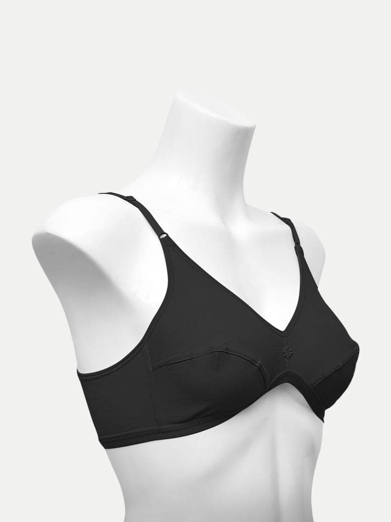 Women Flower Bra - Black Color view 2