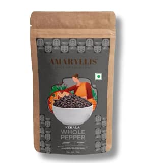 AMARYLLIS Whole Black Pepper (Kali Mirch) 70g, Premium Kerala Peppercorns, Fresh & Aromatic Sabut Kali Mirch for Cooking, Natural & Pure Spice with Bold Flavour, No Added Colours or Preservat