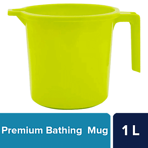 BB Home Premium Plastic Bathing Mug - Sturdy & Durable, Green, 1 L