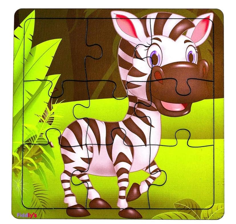Fiddlys Kid's Wooden Jigsaw Puzzle Games for Children & Kids Paperless Puzzle - 9 Pieces (Pack of 6 Animal) Age 3+ view 2