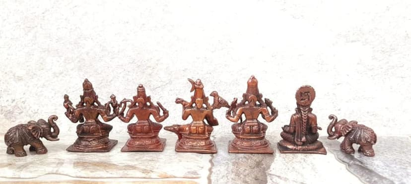 Searchers Paradise - Copper Idols Elephant Idol,Lakshmi,Varahi,Rajamatangi,Annapoorani Combo,1.5 inches, Copper Handmade 300 Grams, Patina Antique Finish, Pack of 1 Piece view 2
