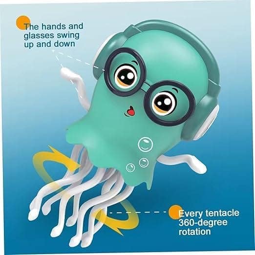 Dancing Jellyfish Toy with Music & LED Lights for Kids | 360° Rotating Bump-and-Go Interactive Toy with Smart Obstacle Sensor | Battery Operated Light-Up Jelly Fish Toy for Boys & Girls (Random Color, Battery Not Included)
