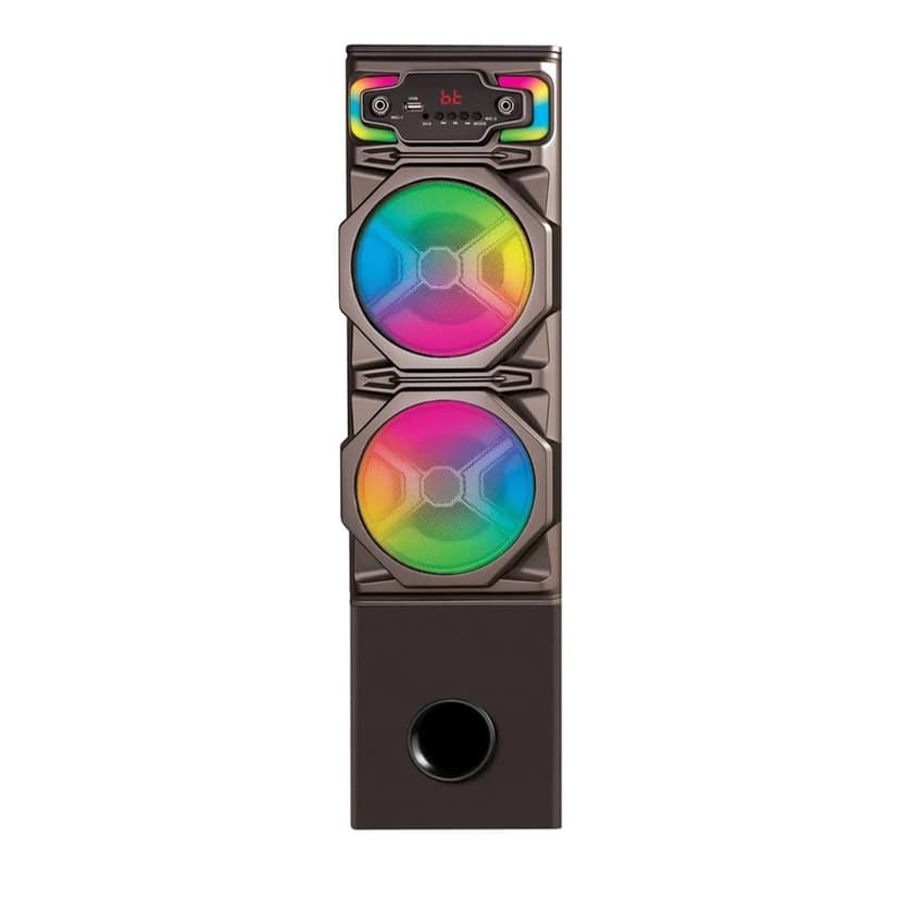 IKALL IK011 180W Bluetooth Tower Speaker with Dual High-Performance Drivers, LED Party Lights, Deep Bass Sound, Wireless Streaming, USB/FM/AUX Connectivity & Mic Input (Black) IKALL IK011 180W Bluetooth Tower Speaker with Dual High-Performance Drivers, L