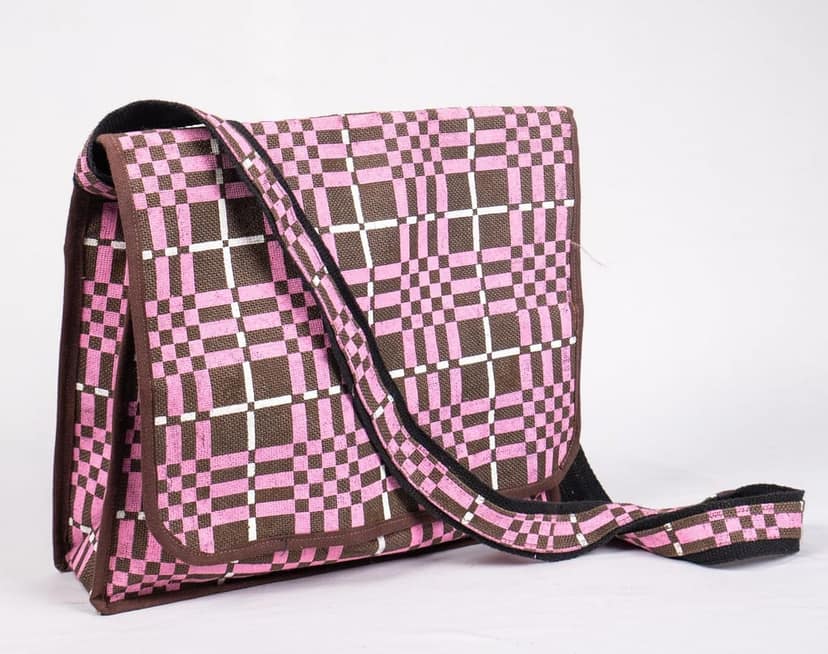 Retro Checkered Canvas Crossbody Bag with Adjustable Strap view 2