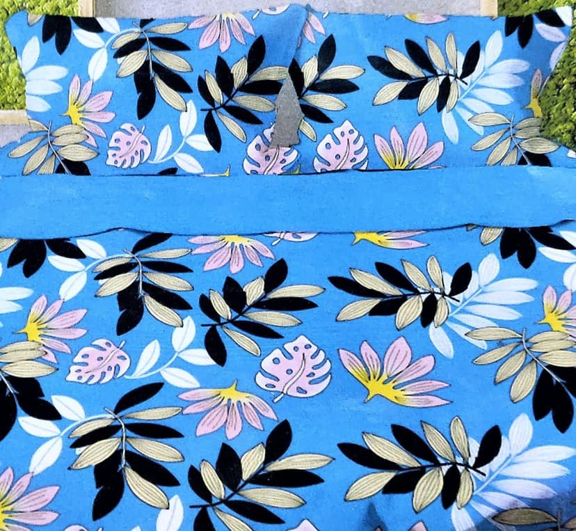 Omkar by R3 Inc. 250 TC Floral Print Heavy King Size Bed Sheet with Pillow Cover -Set of 3 Pcs (Blue Floral) view 2