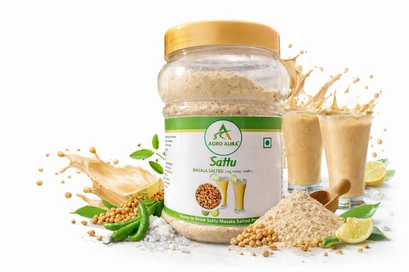 Agro Aura Sattu Masala Salted Powder, High in Protein, Rich in Fibre, Boosts Energy Ready to Drink 500g