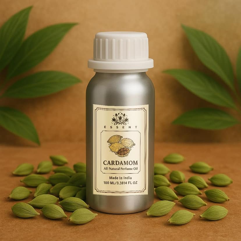 Essent Cardamom Unisex Roll-On Attar 3.38 fl. oz. (100 ml) | Long-Lasting Natural Fragrance | Alcohol-Free Perfume Oil