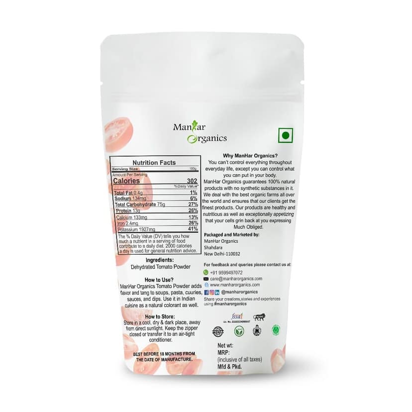 ManHar Organics Tomato Powder | 100% Natural, No Preservatives | Dehydrated Tomato for Cooking, Soups & Seasoning – 1KG view 2