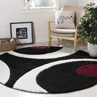 GALLERY HOME Silky Smooth Anti-Skid Shaggy Round Carpet with 2 inch Thickness (7 x 7 Round, Black C2)