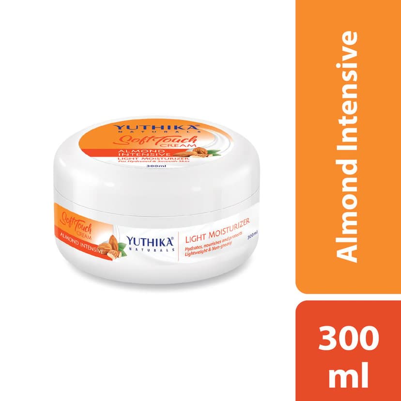 Yuthika Soft Touch Cream, Almond Intensive Light Moisturizer for Hydrated & Smooth Skin - 300ml view 2