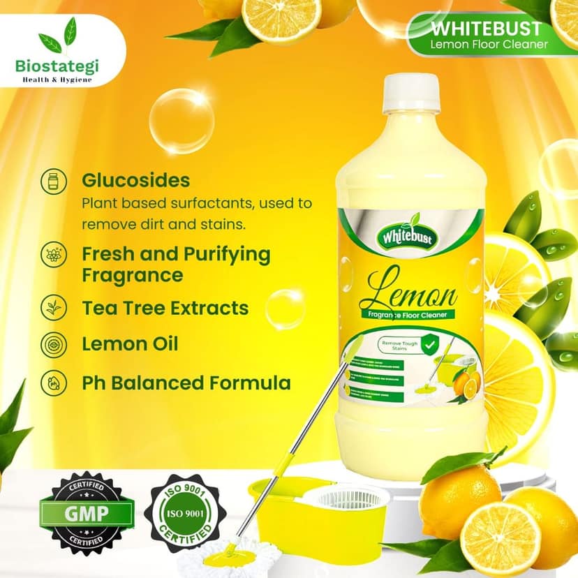 Whitebust Floor Cleaner Phenyl Lemon 1ltr (Pack of 4 ) view 2