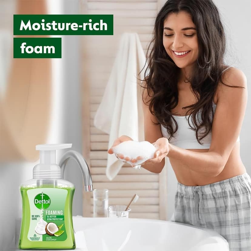 Dettol Foaming Handwash Pump - Aloe Coconut, 250ml | Rich Foam | Moisturizing Hand Wash | Soft on Hands view 2