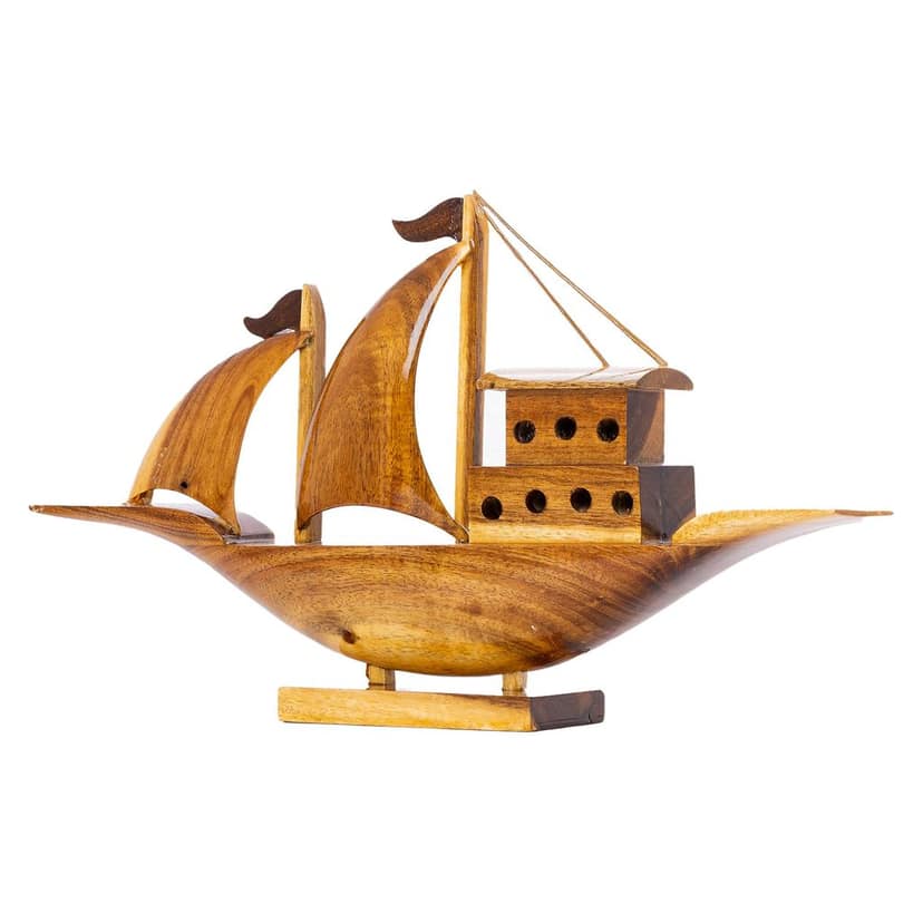 SOWPEACE Handcrafted Wooden House Boat “The Boat of Hope” showpiece, Premium Artisan Made Tabletop Home Decor for Living R view 2
