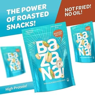 Bazana Roasted Salted Pistachios 180g | A Delicious and Healthy Roasted Snack with Pista with Shell | Tasty Nuts