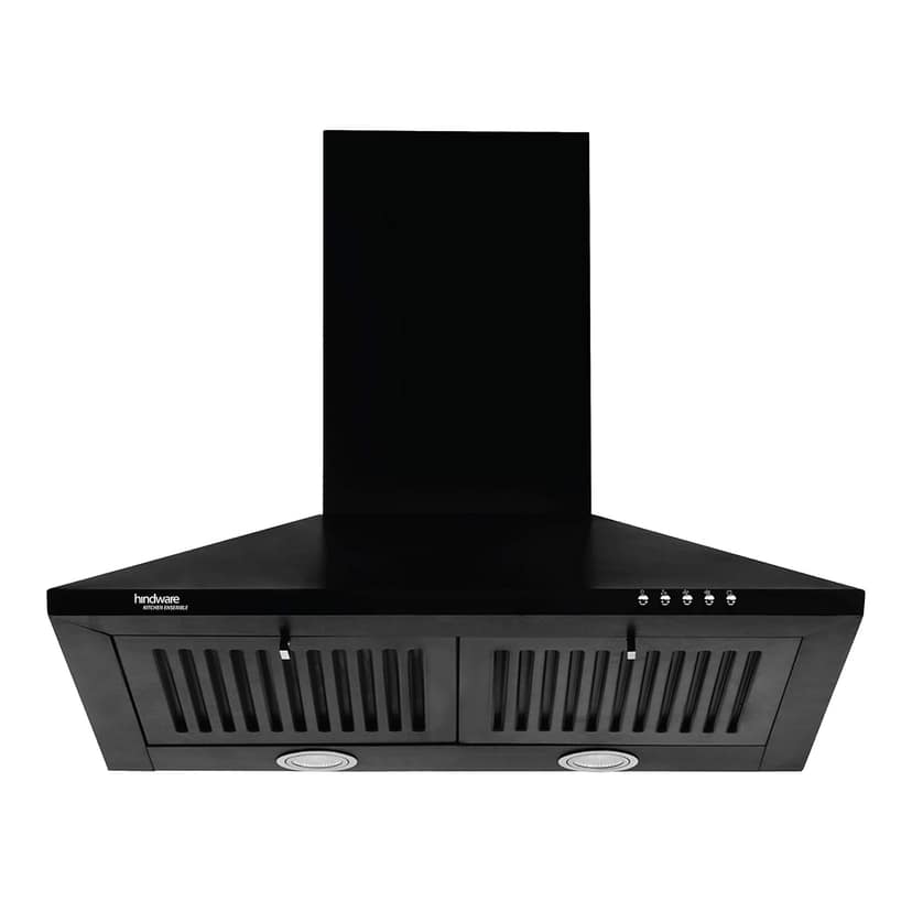 Hindware Smart Appliances, Marvia 60 cm Chimney, 1000 CMH, Pyramid, Push Button, Efficient Dual LED Lamps and Double Baffle Filter, 5 Yrs Warranty on Motor & 2 Yrs on Product (Black)