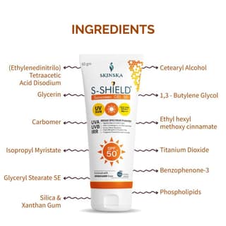Skinska S-Shield Matte Sunscreen Gel with SPF 50, PA+++ (60gm) with vitamin E, Oil free & water resistant, Non-Irritant, UVA & UVB Protection.