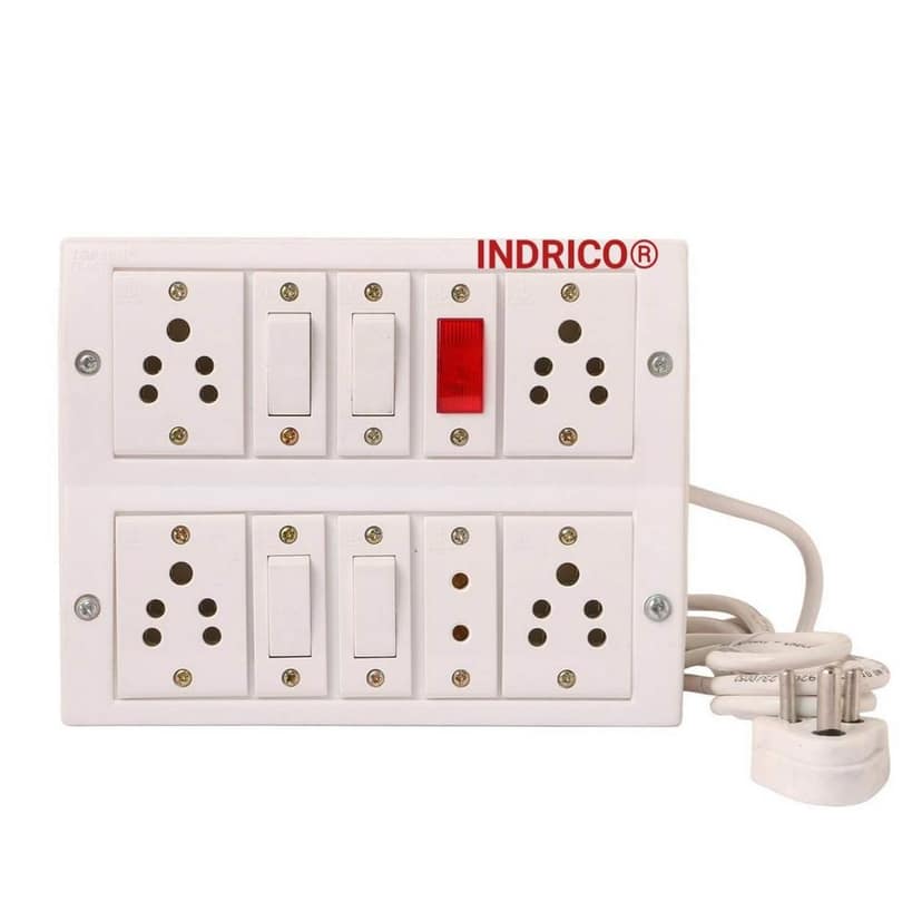 INDRICO Switch Board Spike Buster Fitted with 5 Anchor Sockets(5 Amp),4 Anchor Switches(5 Amp) Anchor Indicator and 4 Metre Wire with 5Amp Plug