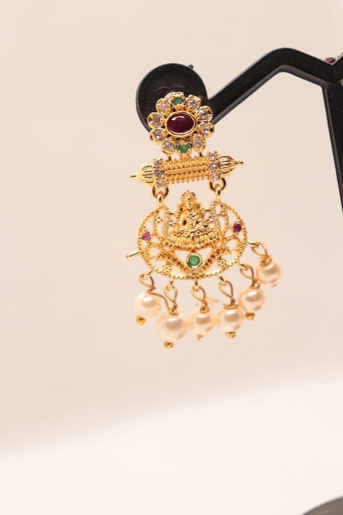 Gold Plated Traditional Indian Jhumka Earrings With Pearls For Women view 2