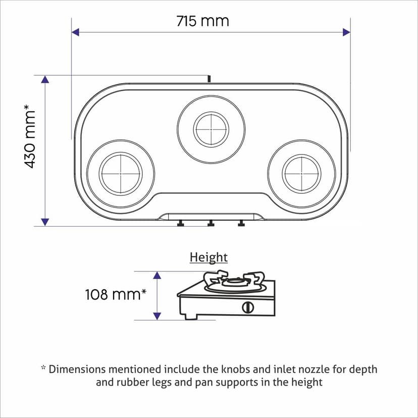3 Burner Stainless Steel Gas Stove with High Flame Brass Burner (CT1037SSHFBB) view 2