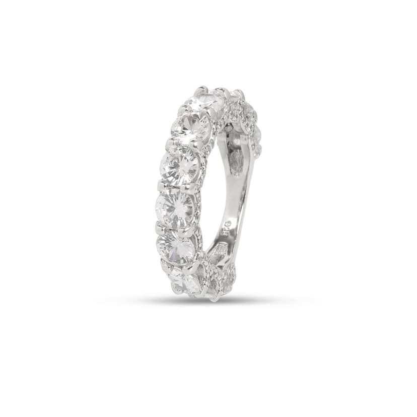 Sterling Silver Eternity Ring with Round Brilliant Cut Cubic Zirconi I Weight - 5.33 gram