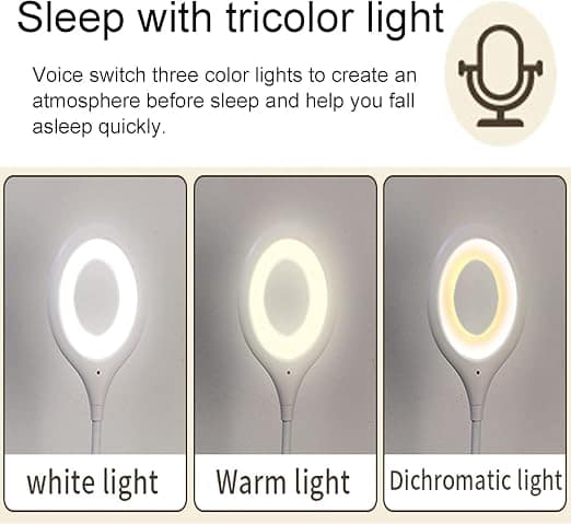 Intelligent Voice Control USB Lamp with 3 Color LED Light | Brightness Control Study Lamp(30 cm, White) view 2