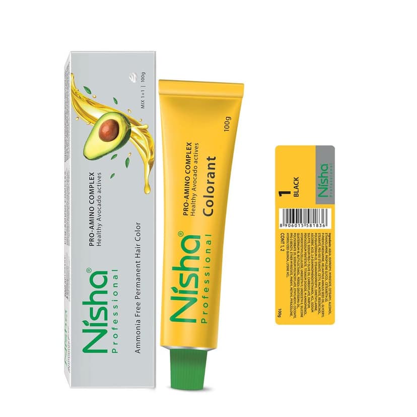 Nisha Professional Creme Hair Color 1.0 Black 100g, Permanent Hair Colour for Women & Men, Professional Salon Hair Color view 2