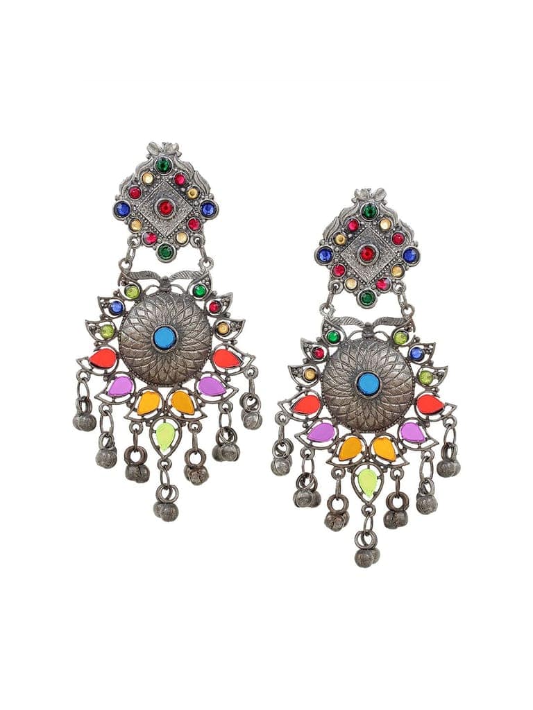 Cardinal Oxidized Silver Color Multicolor Earrings view 2