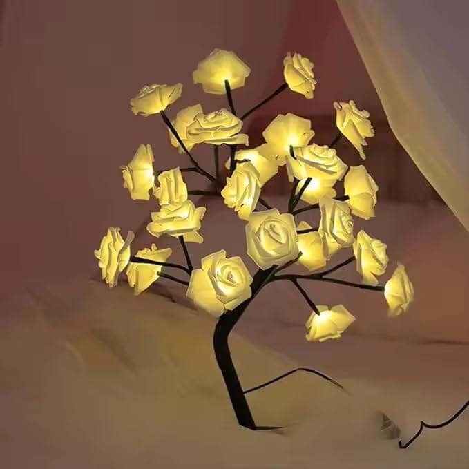 GLOWSERIE Warm Light Rose Bonsai Table Lamp view 2