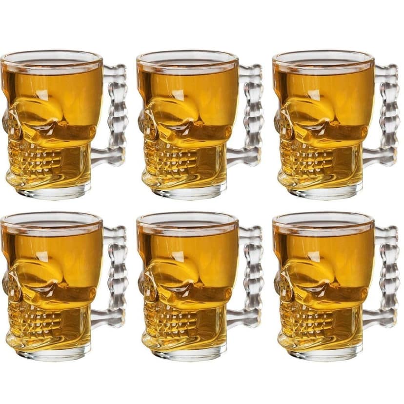 Skull Glass Beer Mug with Handle 500 Ml Heavy Base Funny Beer Stein Cup Drinking Glasses for Whisky, Wine, Juice, Bourbon, Scotch, Cocktails, Rum Perfect for Home, Bar, Casino Party