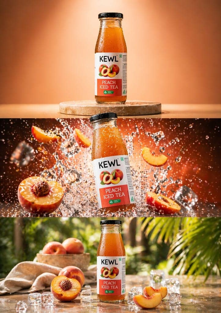 KEWL Iced Tea Peach - Ready to Drink, Non Carbonated Ready To Drink | No Preservatives | No Added Colors | No Artificial Flavour | 200ml x 4 Pack view 2