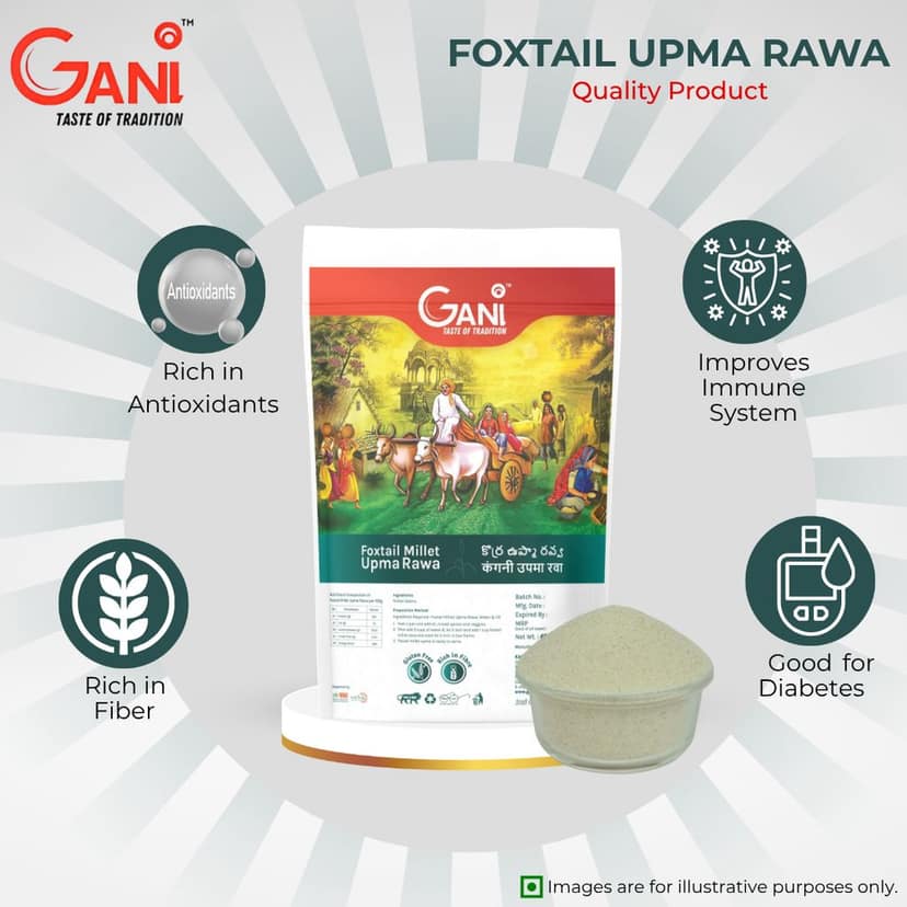 Gani Foxtail Millet Upma Rawa - 450g I Gluten-Free and Rich in Fiber (pack of 2) view 2
