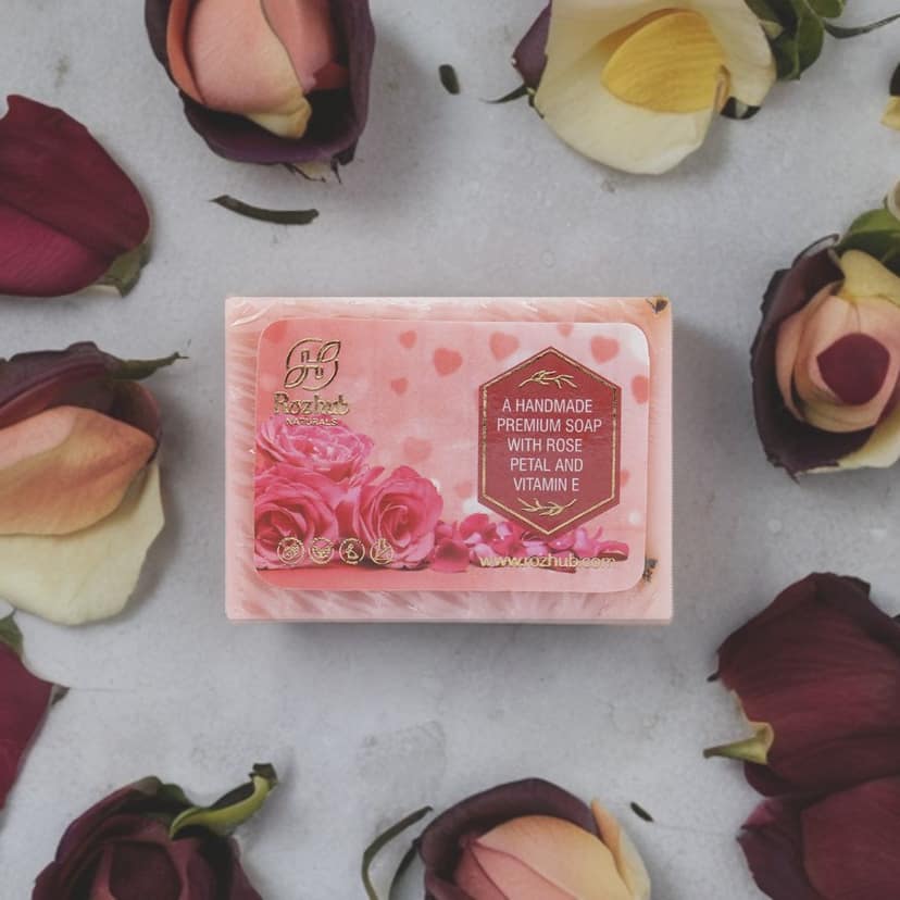 Rose Petal Handmade Bathing Bar with Vitamin E and Essential Oil - 100gm view 2