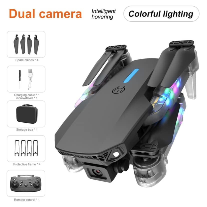 E88 Light Drone Dual Camera 4K HD | Double Battery | Foldable RC Quadcopter | Premium Quality Drone for Beginners & Kids
