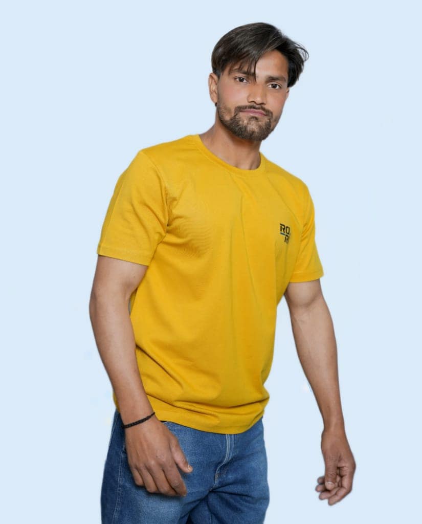 Premium Cotton Men's Classic Series Round Neck Half Sleeve T-Shirt by Rori | Solid Color | Made in India view 2